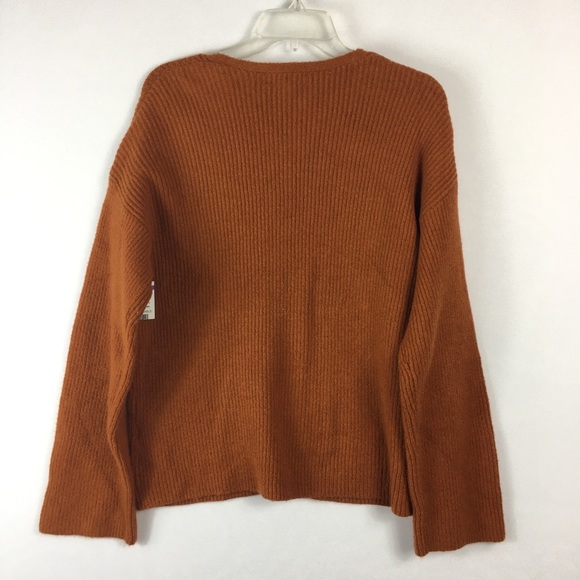 NEW TREASURE & BOND From Nordstrom Women's Oversized V-neck Sweater In Rust - Picture 5 of 5